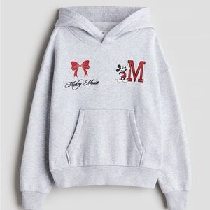 H&M girls kids Mickey Mouse Gray Hoodie sweatshirt size 8/10